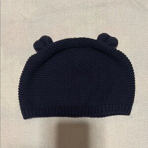 GAP Navy Blue Knit Bear Ear Beanie for Kids 18-24 months.